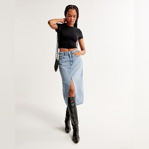 Abercrombie & Fitch high rise denim midi skirt